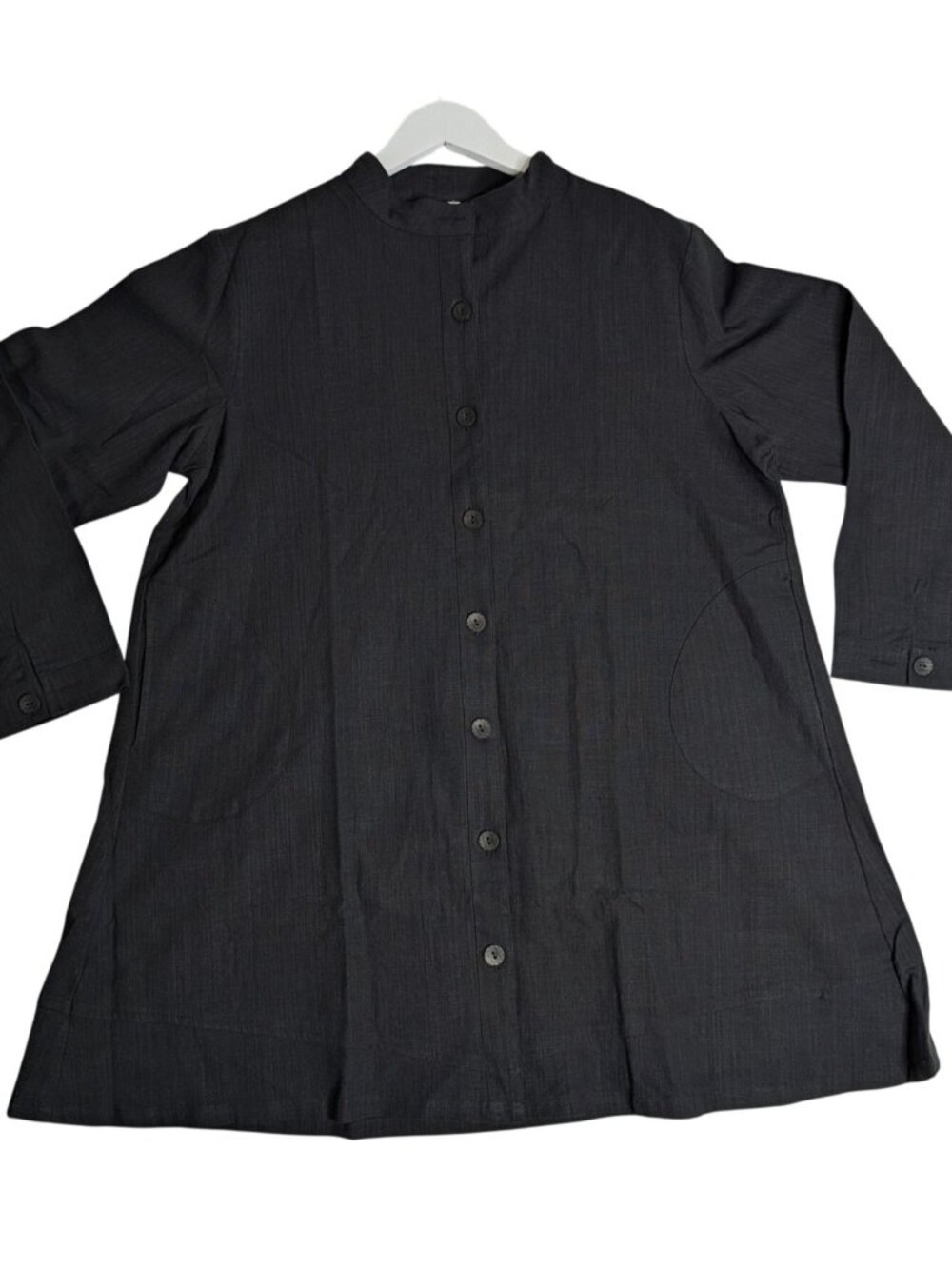 Mordenmiss Women's Large Cotton Linen Full Front Buttons Jacket Outfit w Pockets - Picture 7 of 12